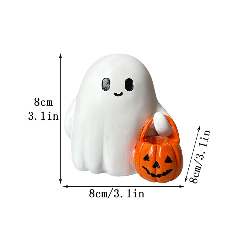 Figurka Halloween z żywicy - duch i dynia dekoracja - rozmiar