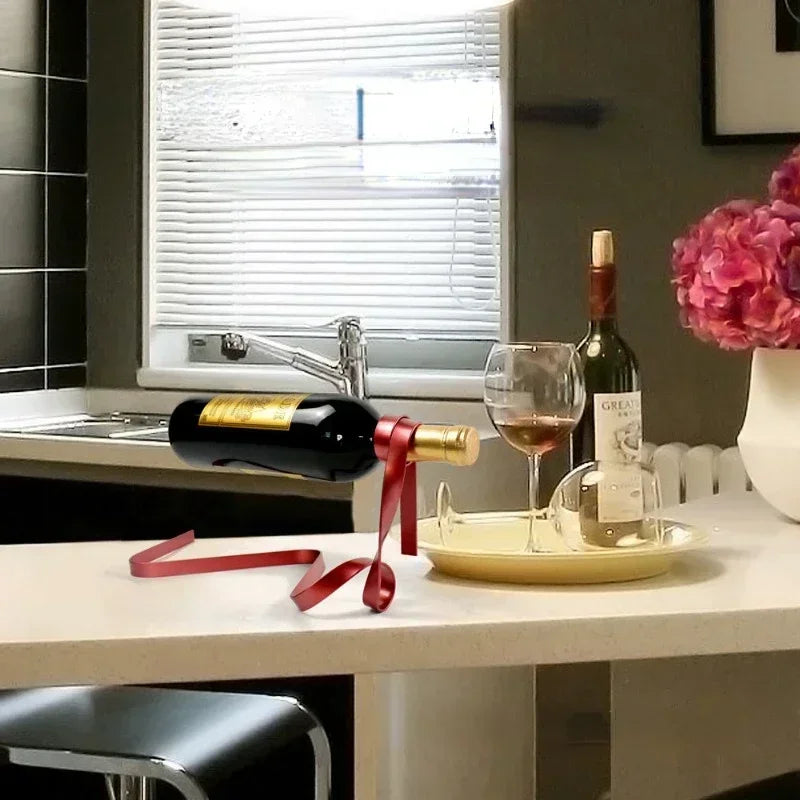 Stojak wstążka na wino - elegancka prezentacja butelki w domu